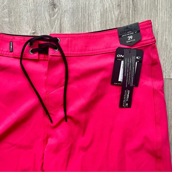 NWT O’Neill Hyperfreak Solid Pink Swim Trunk Boardshort Hyperdry Size 29 31 - Picture 3 of 8